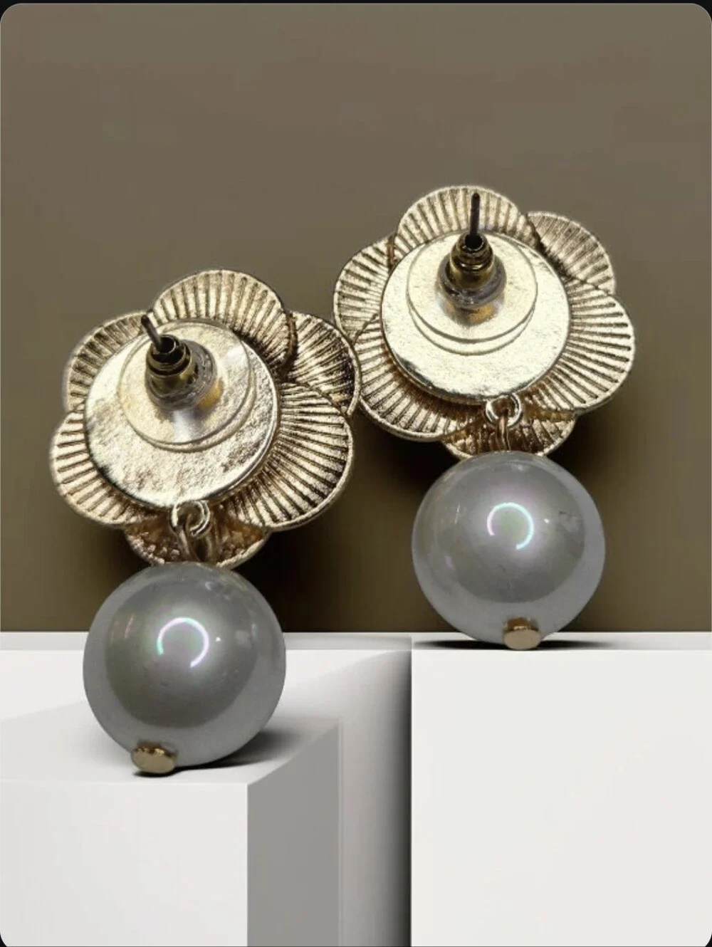 Luxury Ethereal Camellia Flower Pearl Dangle Earrings